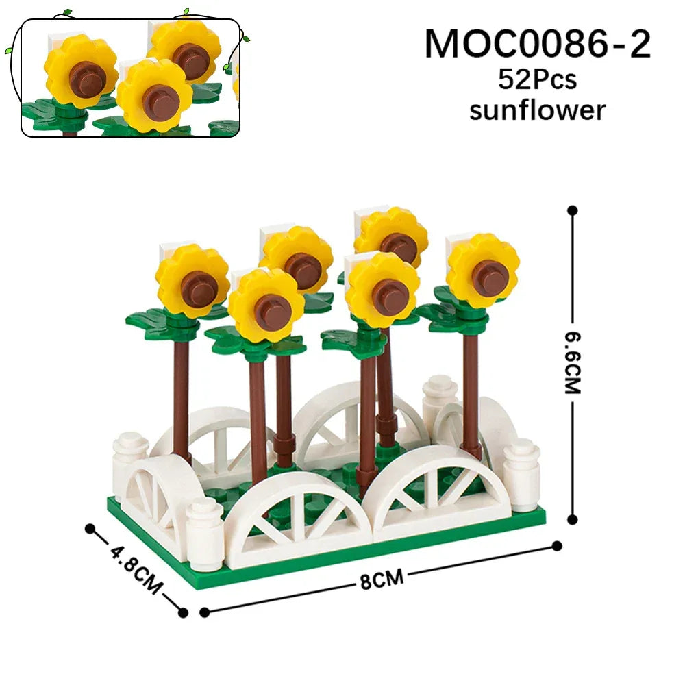 Farm Building Blocks Set With Flower And Animal Figures - ToylandEU