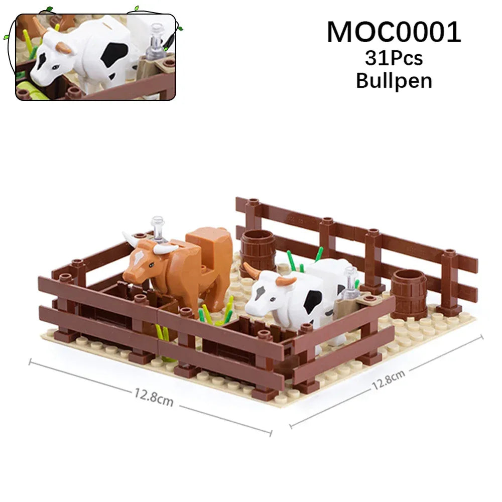 Farm Building Blocks Set With Flower And Animal Figures - ToylandEU