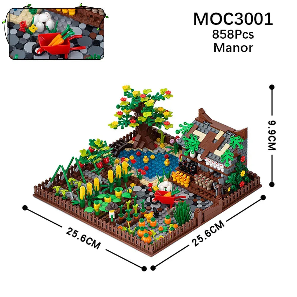 Farm Building Blocks Set With Flower And Animal Figures - ToylandEU