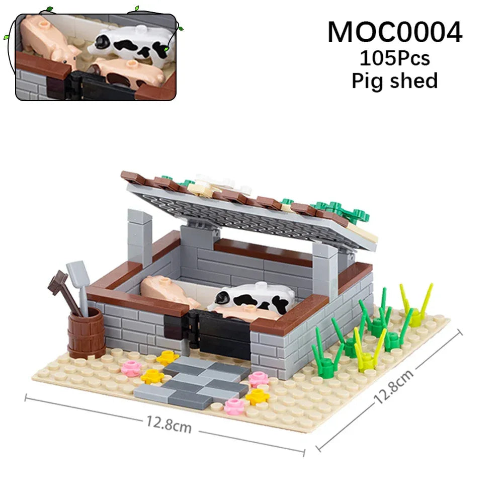 Farm Building Blocks Set With Flower And Animal Figures - ToylandEU