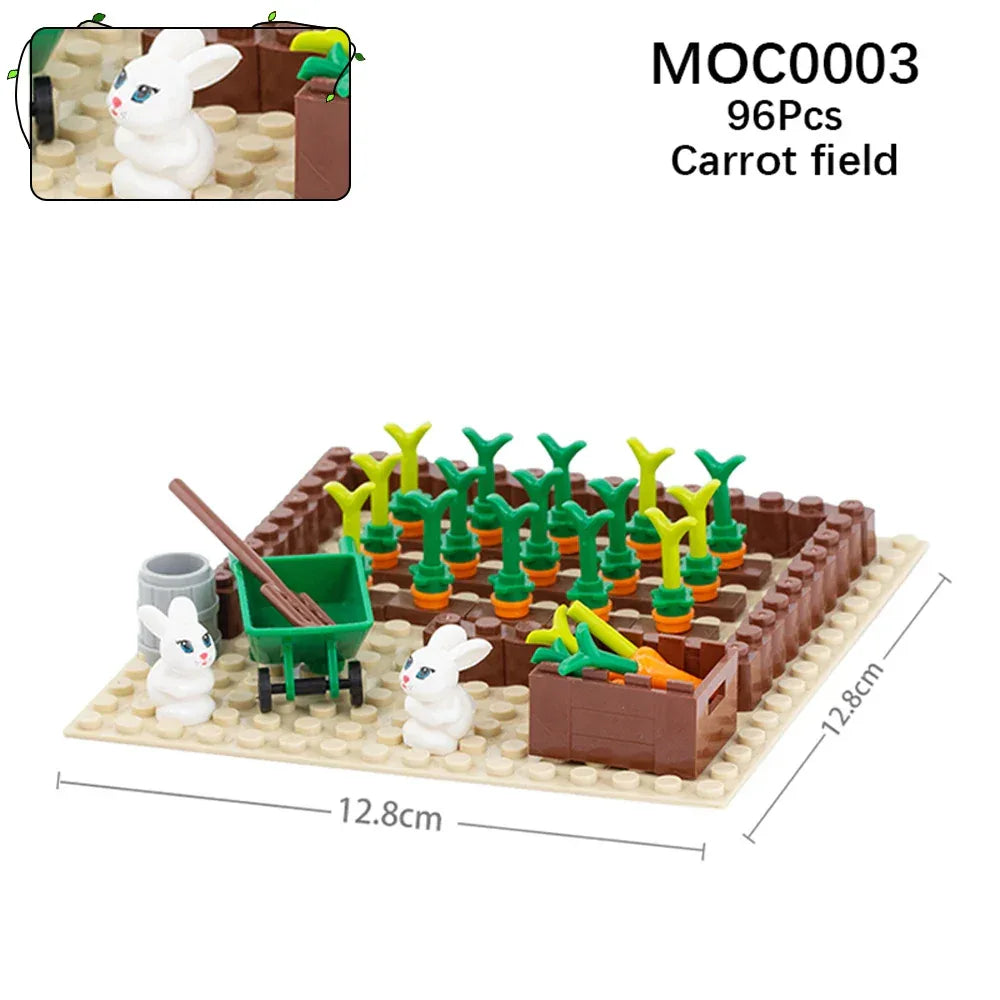 Farm Building Blocks Set With Flower And Animal Figures - ToylandEU