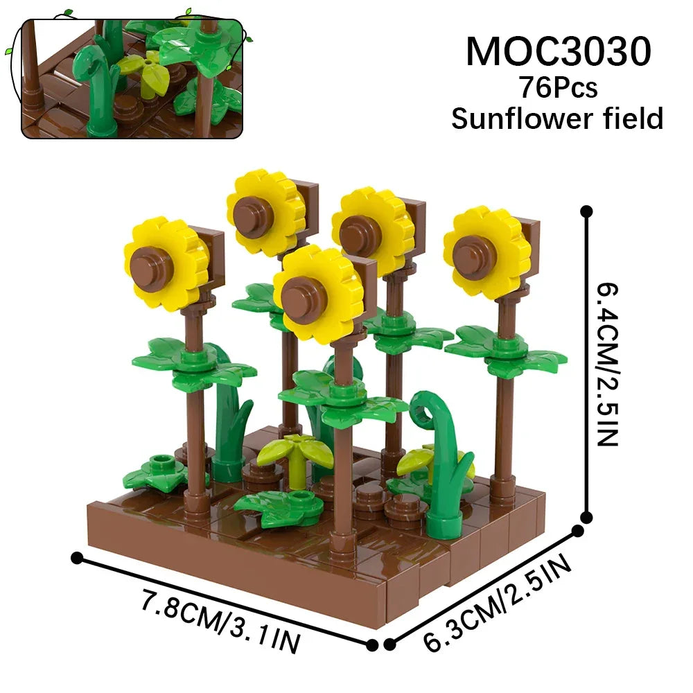 Farm Building Blocks Set With Flower And Animal Figures - ToylandEU