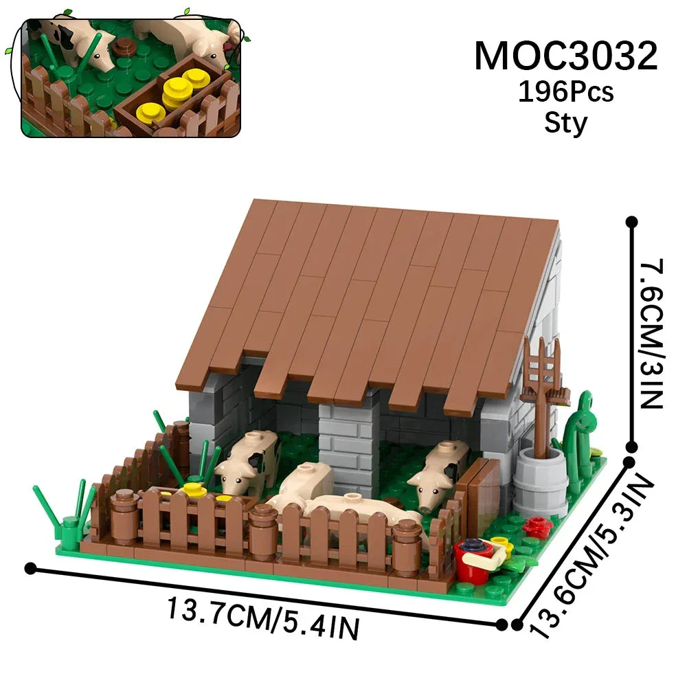 Farm Building Blocks Set With Flower And Animal Figures - ToylandEU
