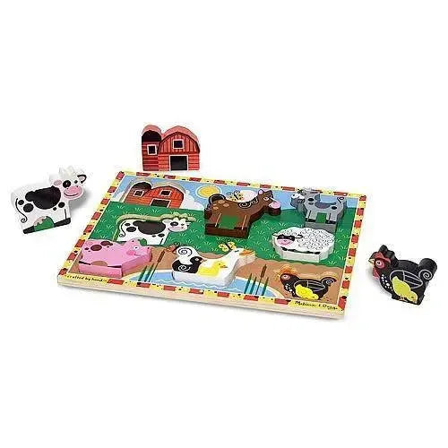 Farm Chunky Wooden Puzzle For Kids Extraordinarily Thick - ToylandEU