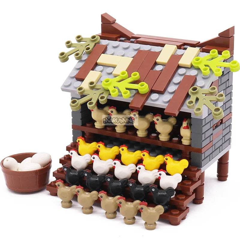 Farmyard Fun: Marumine Brick Animal Farm Chicken Shed Kit - ToylandEU