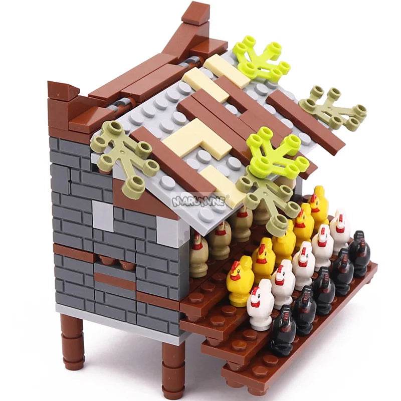 Farmyard Fun: Marumine Brick Animal Farm Chicken Shed Kit - ToylandEU