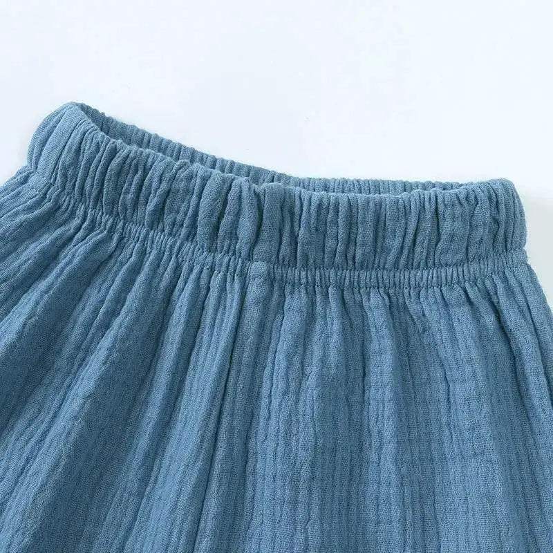 Fashion Solid Color Kids Pants Color Linen Elastic Waist - ToylandEU