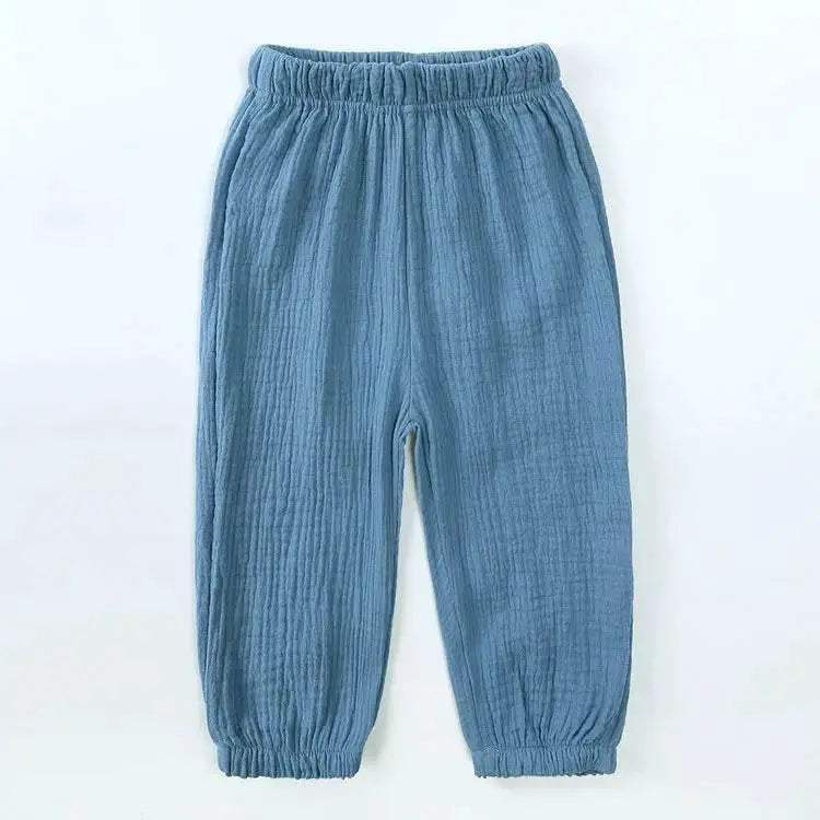 Fashion Solid Color Kids Pants Color Linen Elastic Waist - ToylandEU