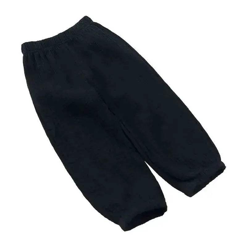 Fashion Solid Color Kids Pants Color Linen Elastic Waist - ToylandEU