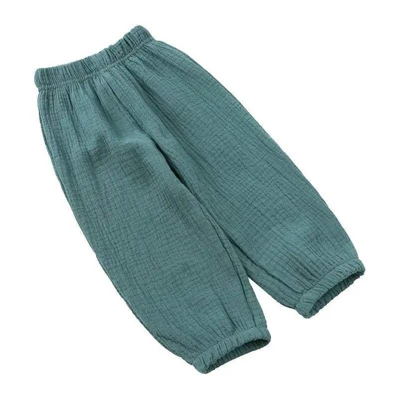 Fashion Solid Color Kids Pants Color Linen Elastic Waist - ToylandEU