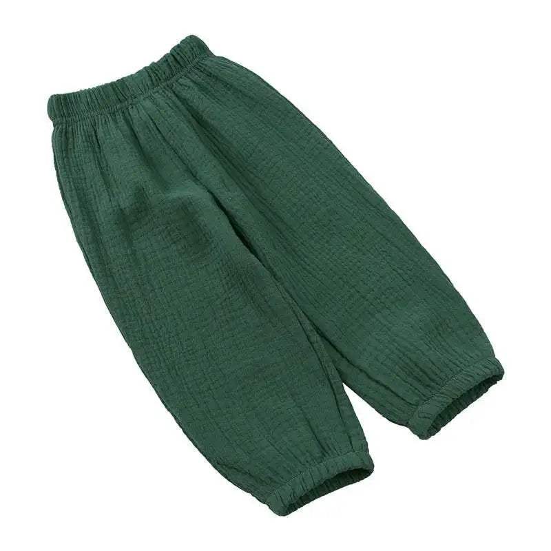 Fashion Solid Color Kids Pants Color Linen Elastic Waist - ToylandEU