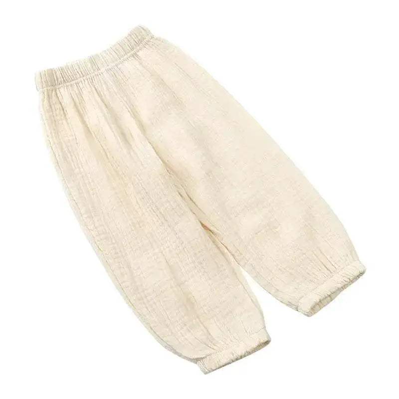 Fashion Solid Color Kids Pants Color Linen Elastic Waist - ToylandEU
