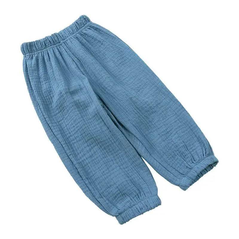 Fashion Solid Color Kids Pants Color Linen Elastic Waist - ToylandEU