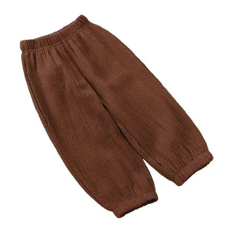 Fashion Solid Color Kids Pants Color Linen Elastic Waist - ToylandEU