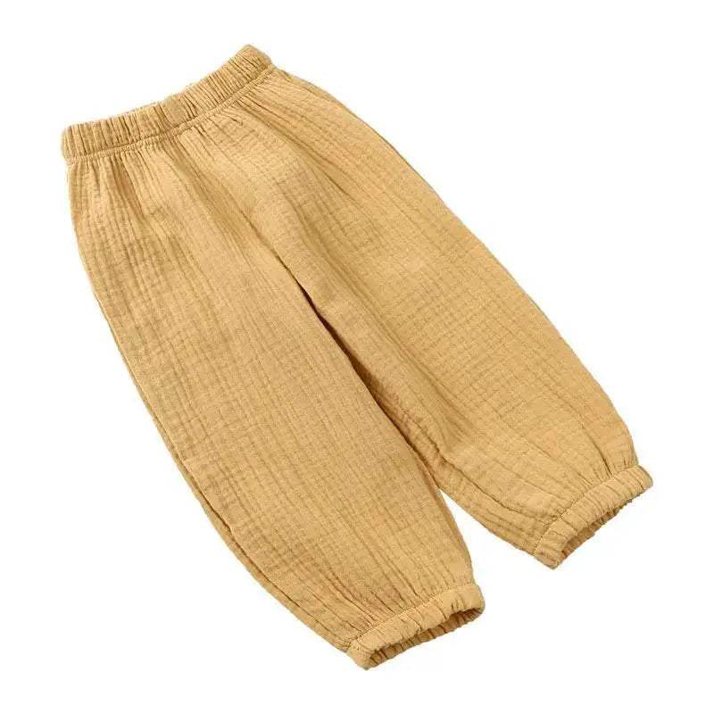 Fashion Solid Color Kids Pants Color Linen Elastic Waist - ToylandEU