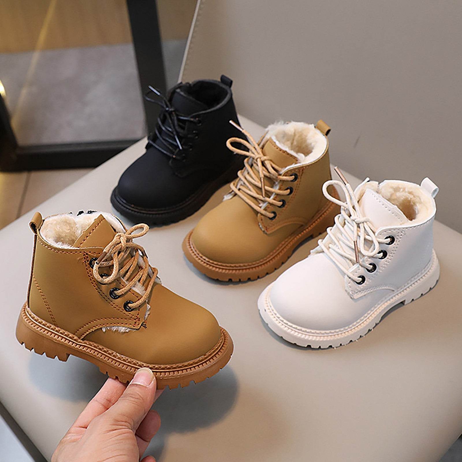 Fashionable Ankle Snow Boots for Kids - Winter Sneakers for Boys and Girls, Stylish Leather Footwear for Ages 1-6 - ToylandEU