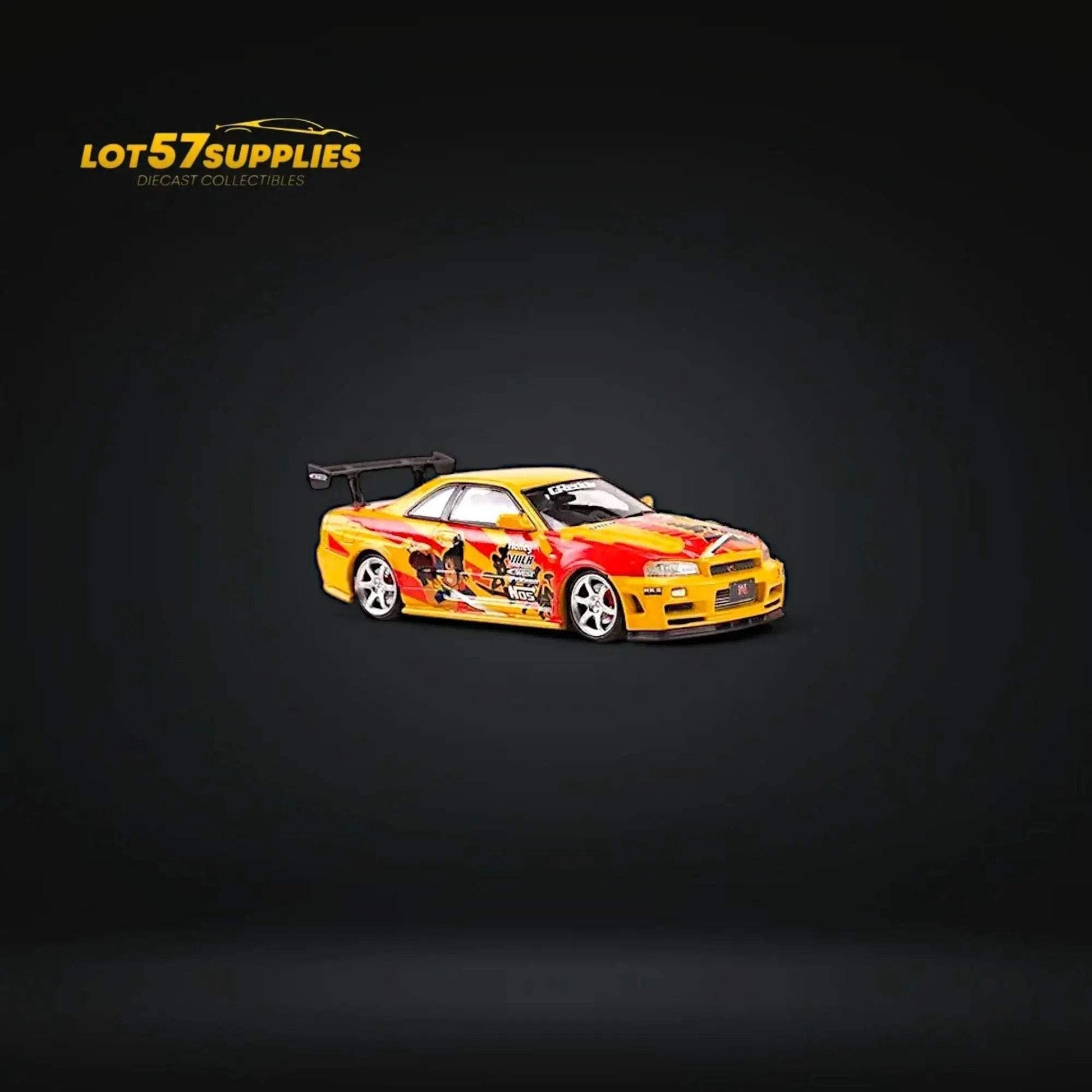 Fast Speed Nissan Skyline GT-R R34 Z-Tune NFS SRS Yellow-Red Livery 1:64 - ToylandEU