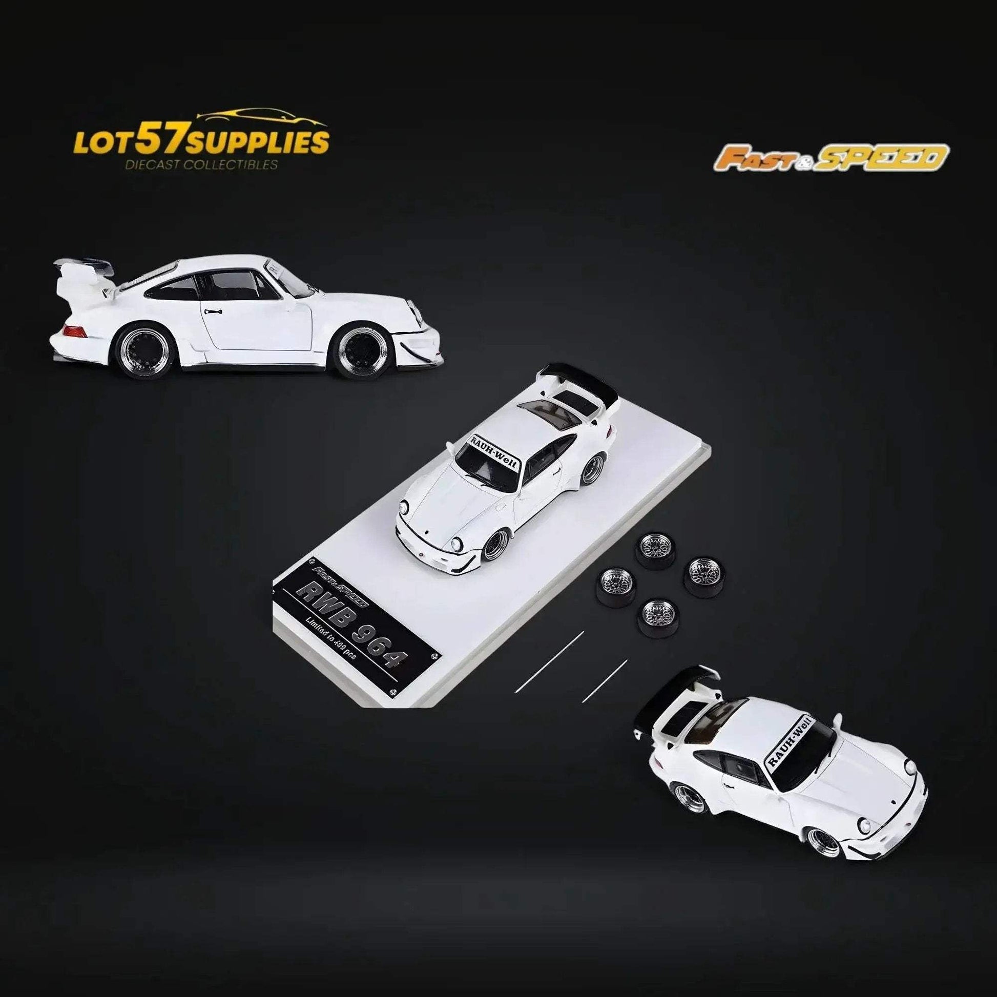 Fast Speed Porsche 964 RWB Widebody DREAMCATCHER GT Version Rear Wing in White 1:64 - ToylandEU