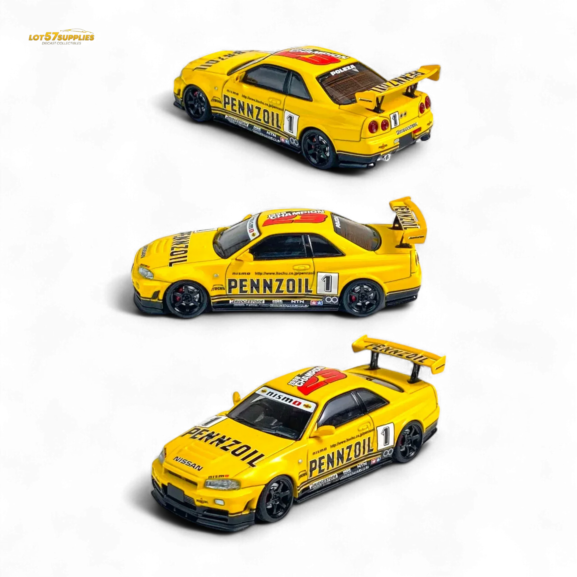 Fast Speed FS 1:64 Skyline GT-R R34 Nismo Z-Tune Pennzoil #1 – Yellow - ToylandEU