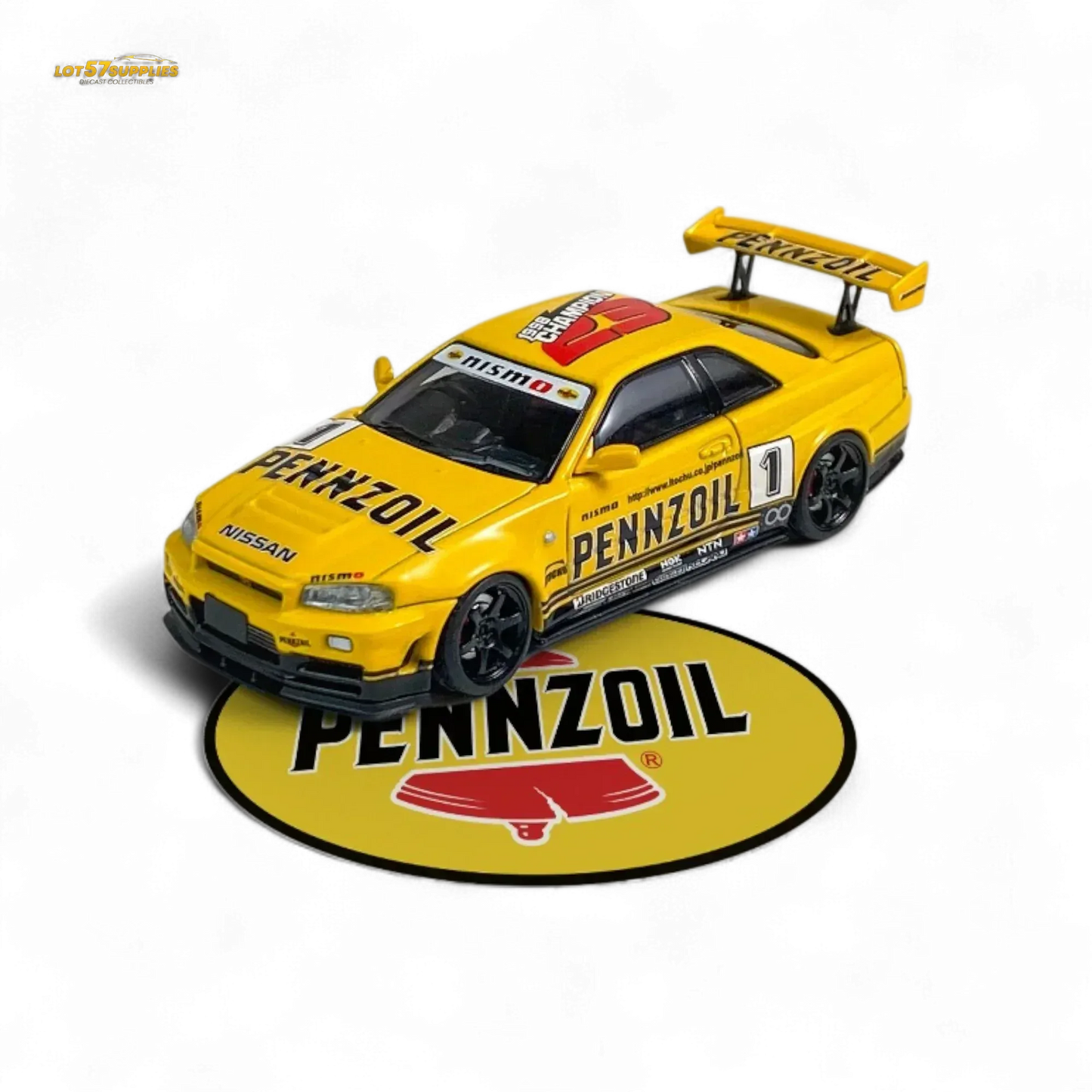 Fast Speed FS 1:64 Skyline GT-R R34 Nismo Z-Tune Pennzoil #1 – Yellow - ToylandEU