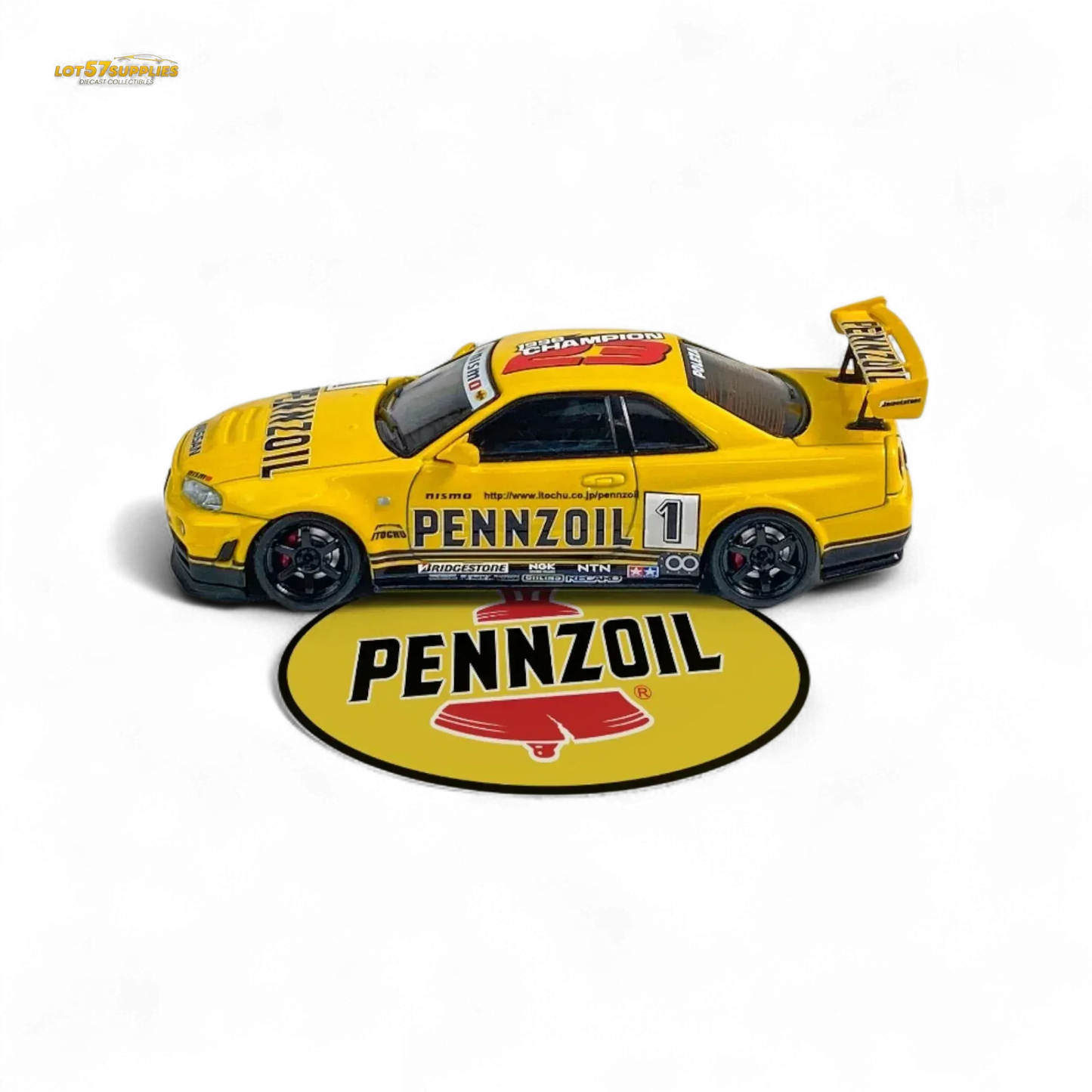 Fast Speed FS 1:64 Skyline GT-R R34 Nismo Z-Tune Pennzoil #1 – Yellow - ToylandEU