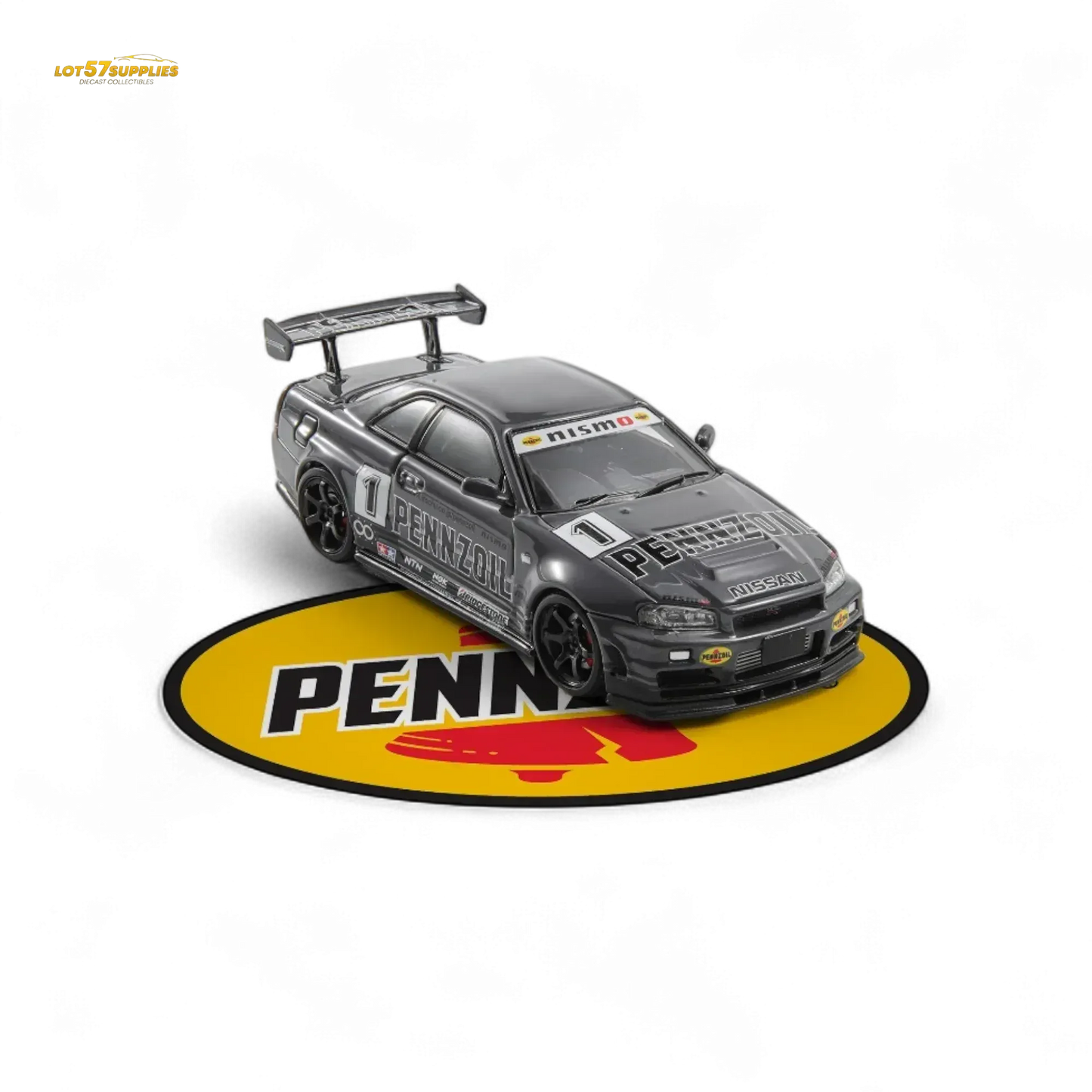 Fast Speed FS 1:64 Skyline GT-R R34 Nismo Z-Tune Pennzoil #1 – Grey (Foshan AIT Exhibition Edition) - ToylandEU