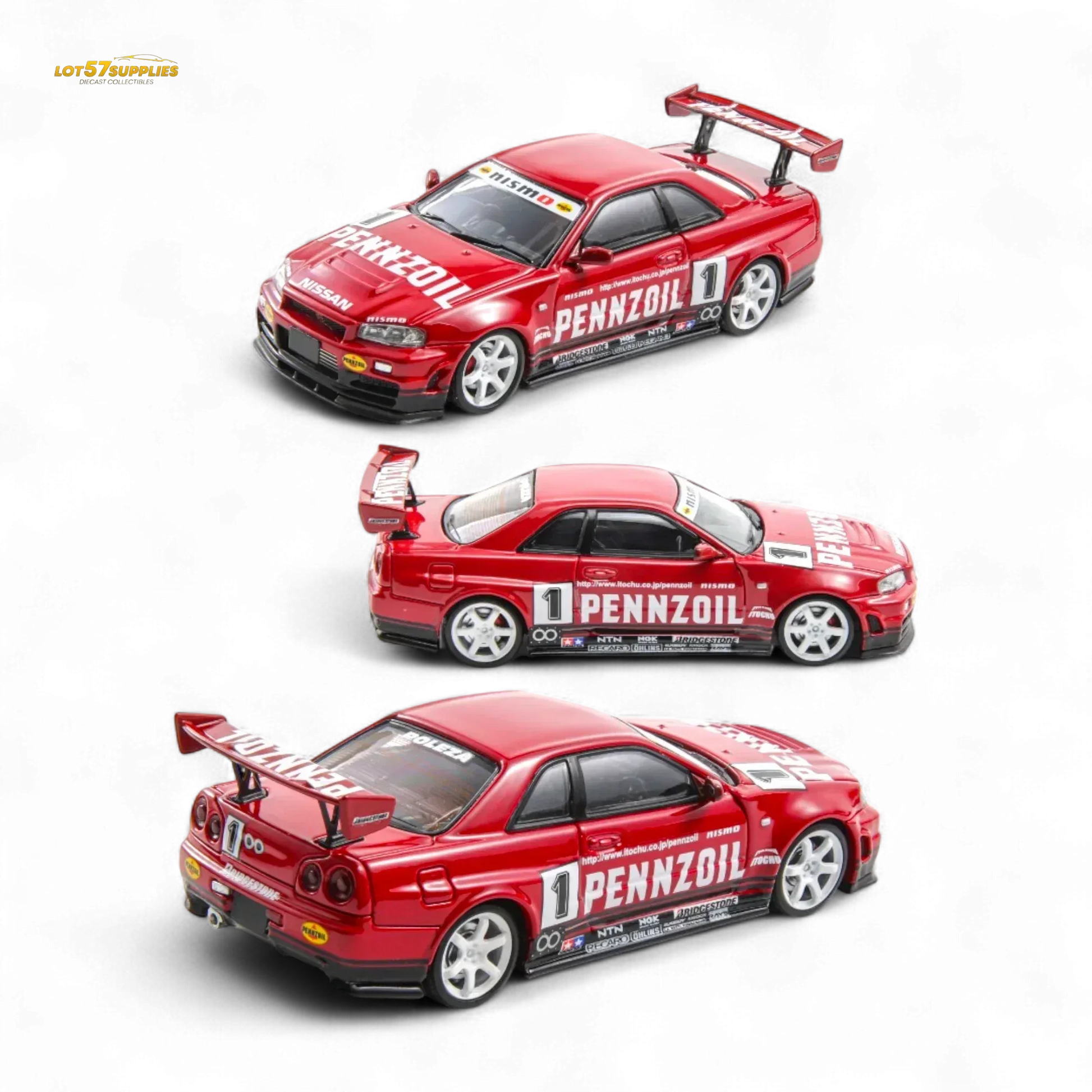 Fast Speed FS 1:64 Skyline GT-R R34 Nismo Z-Tune Pennzoil #1 – Red (Foshan AIT Exhibition Edition) - ToylandEU