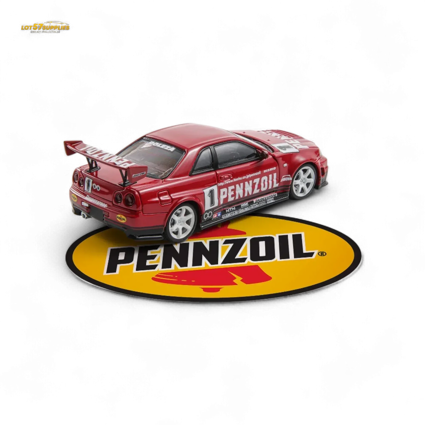 Fast Speed FS 1:64 Skyline GT-R R34 Nismo Z-Tune Pennzoil #1 – Red (Foshan AIT Exhibition Edition) - ToylandEU