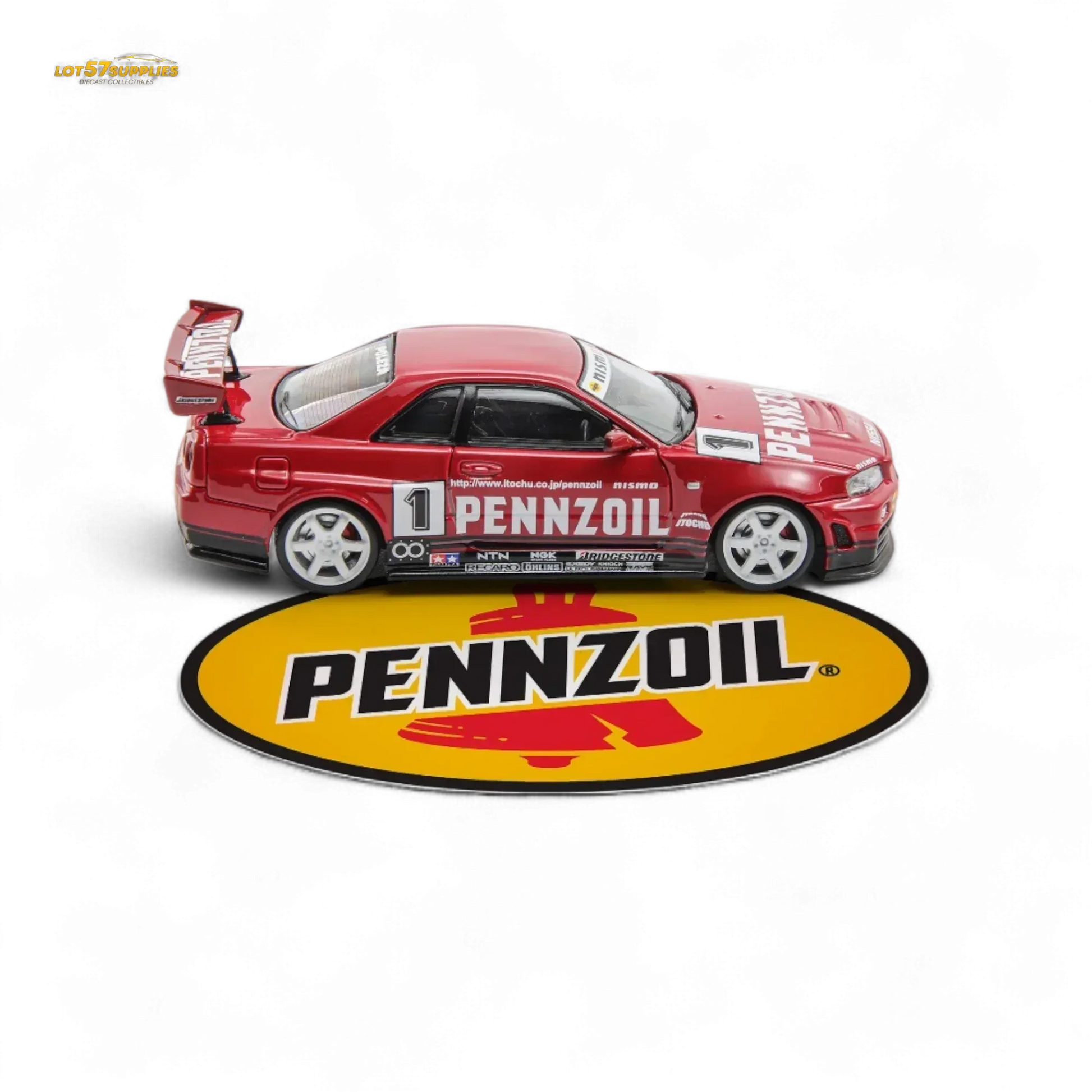 Fast Speed FS 1:64 Skyline GT-R R34 Nismo Z-Tune Pennzoil #1 – Red (Foshan AIT Exhibition Edition) - ToylandEU