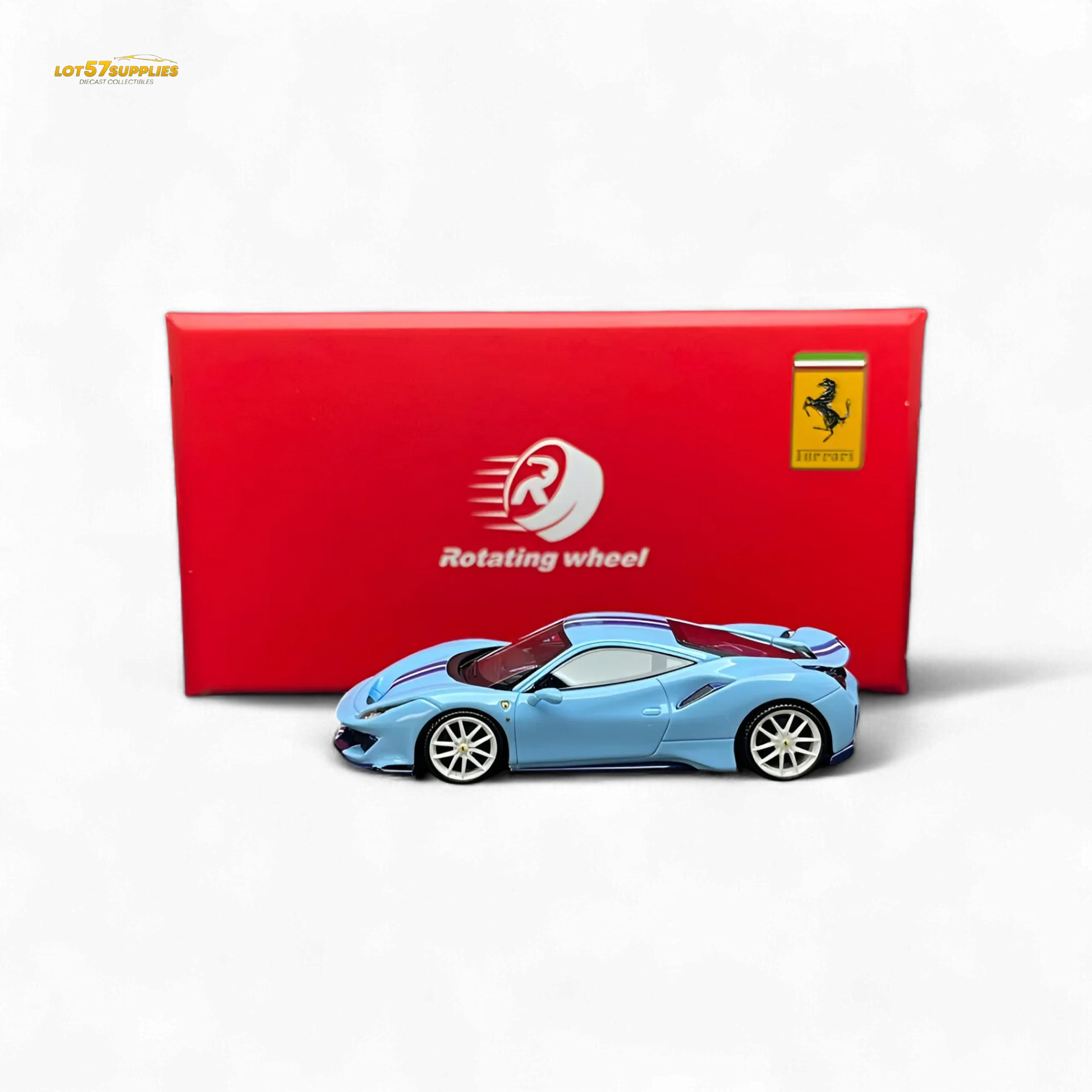 Ferrari 488 Pista Scale Model Car 1:64 Blue Limited Edition - ToylandEU