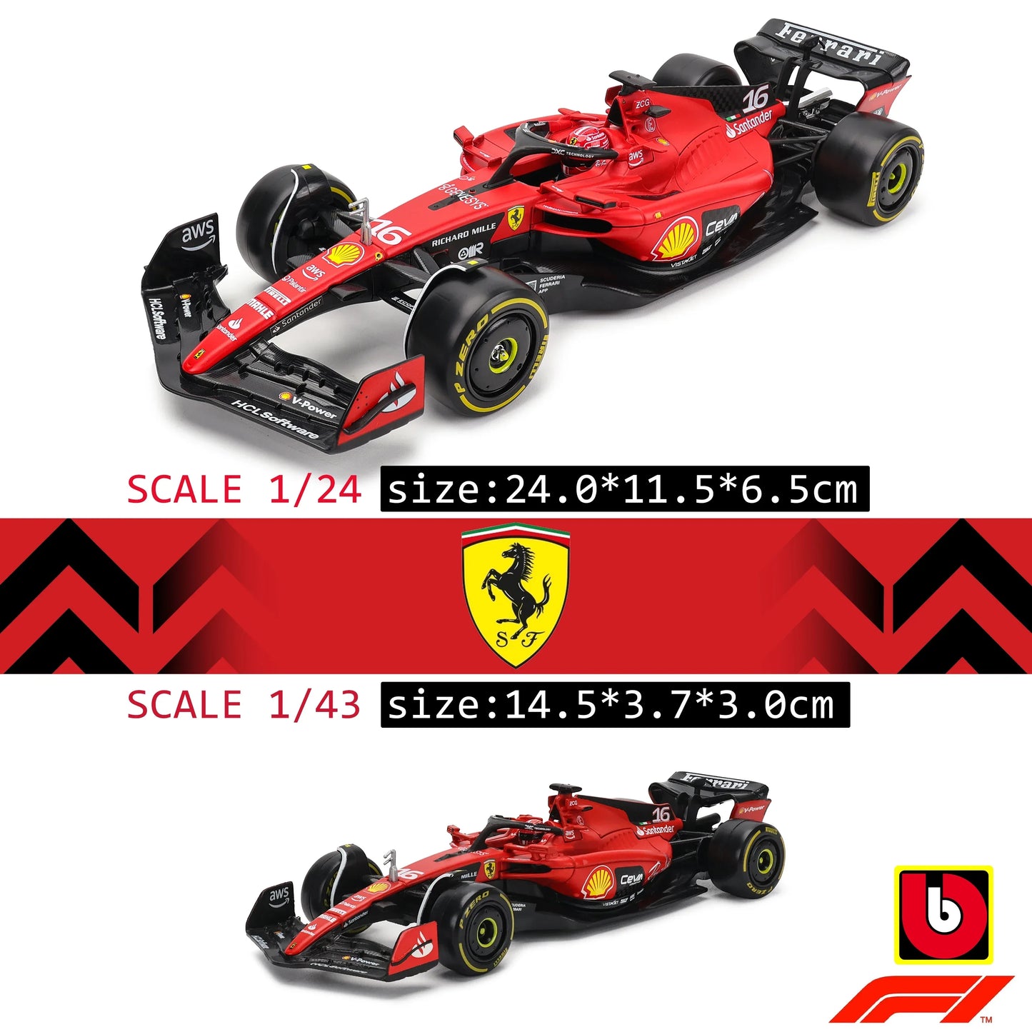 Ferrari Diecast Alloy One Twenty Four F1 SF23 Collectible Car - ToylandEU