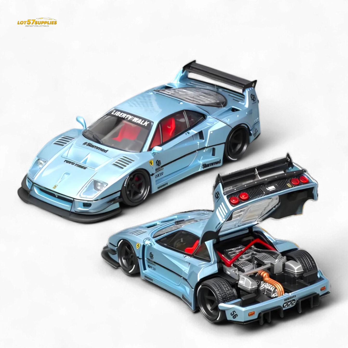 Ferrari F40 Diecast Model Ice Blue Widebody Collectible - ToylandEU
