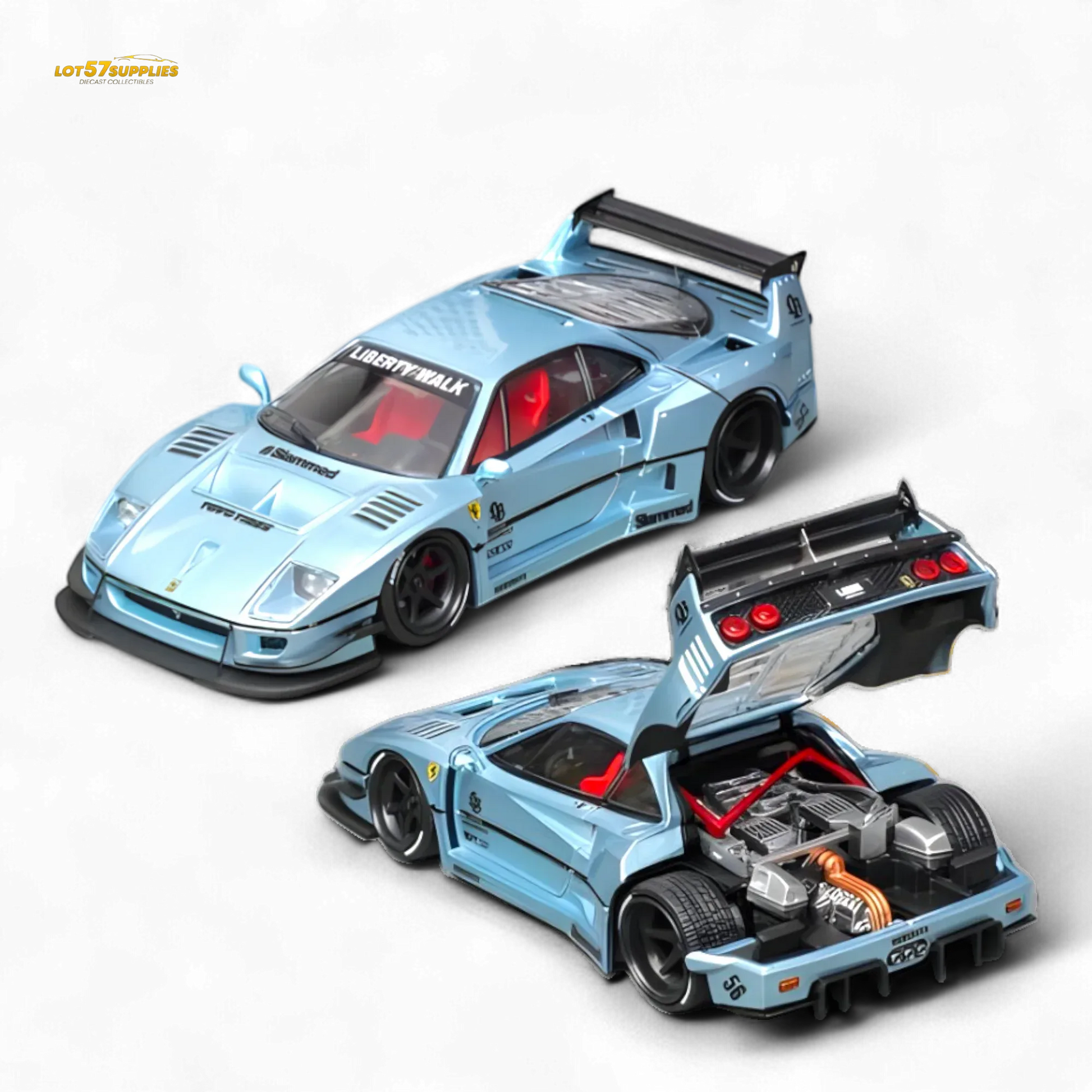 Ferrari F40 Diecast Model Ice Blue Widebody Collectible - ToylandEU