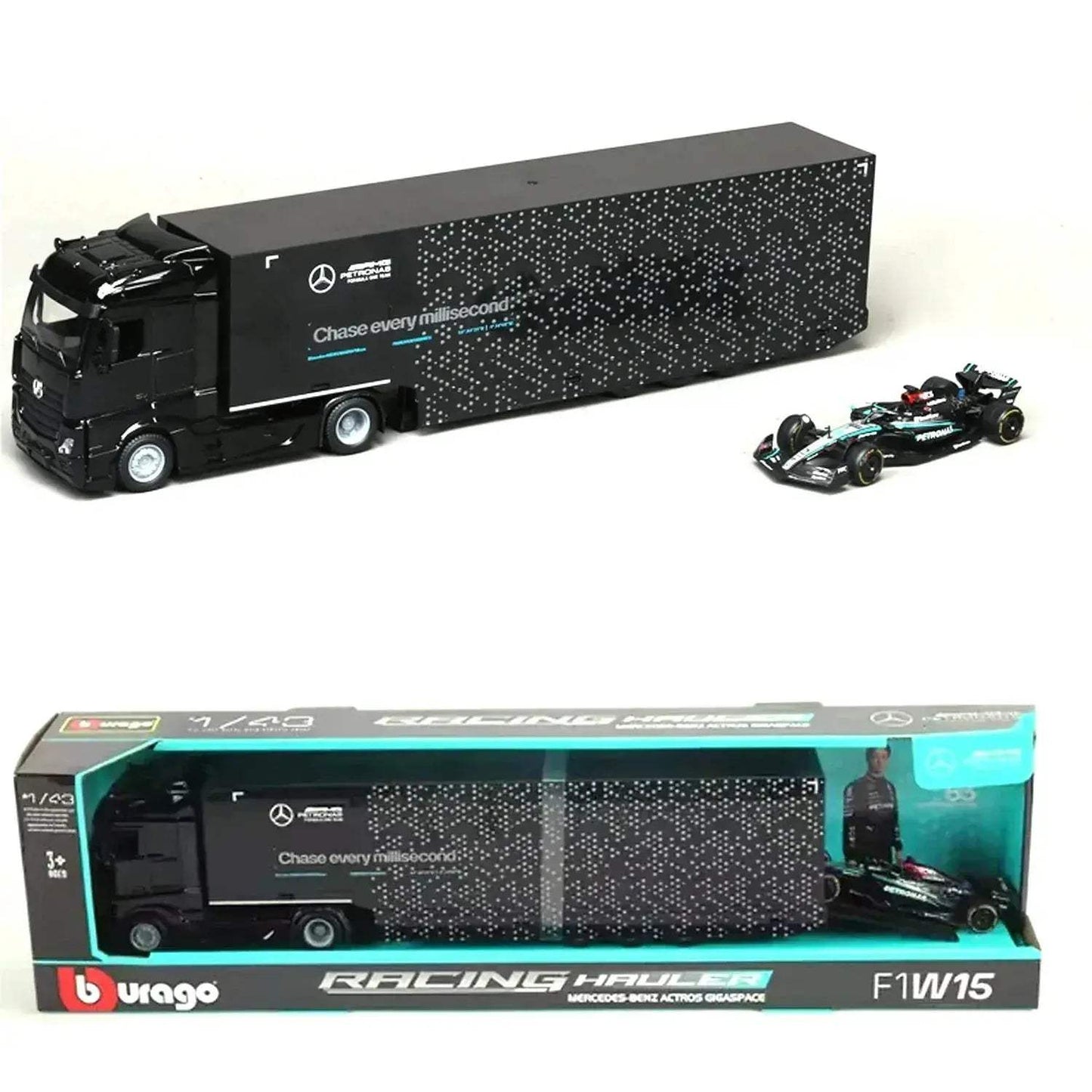 Ferrari SF24 And Mercedes AMG W15 Diecast Racing Hauler Set - ToylandEU
