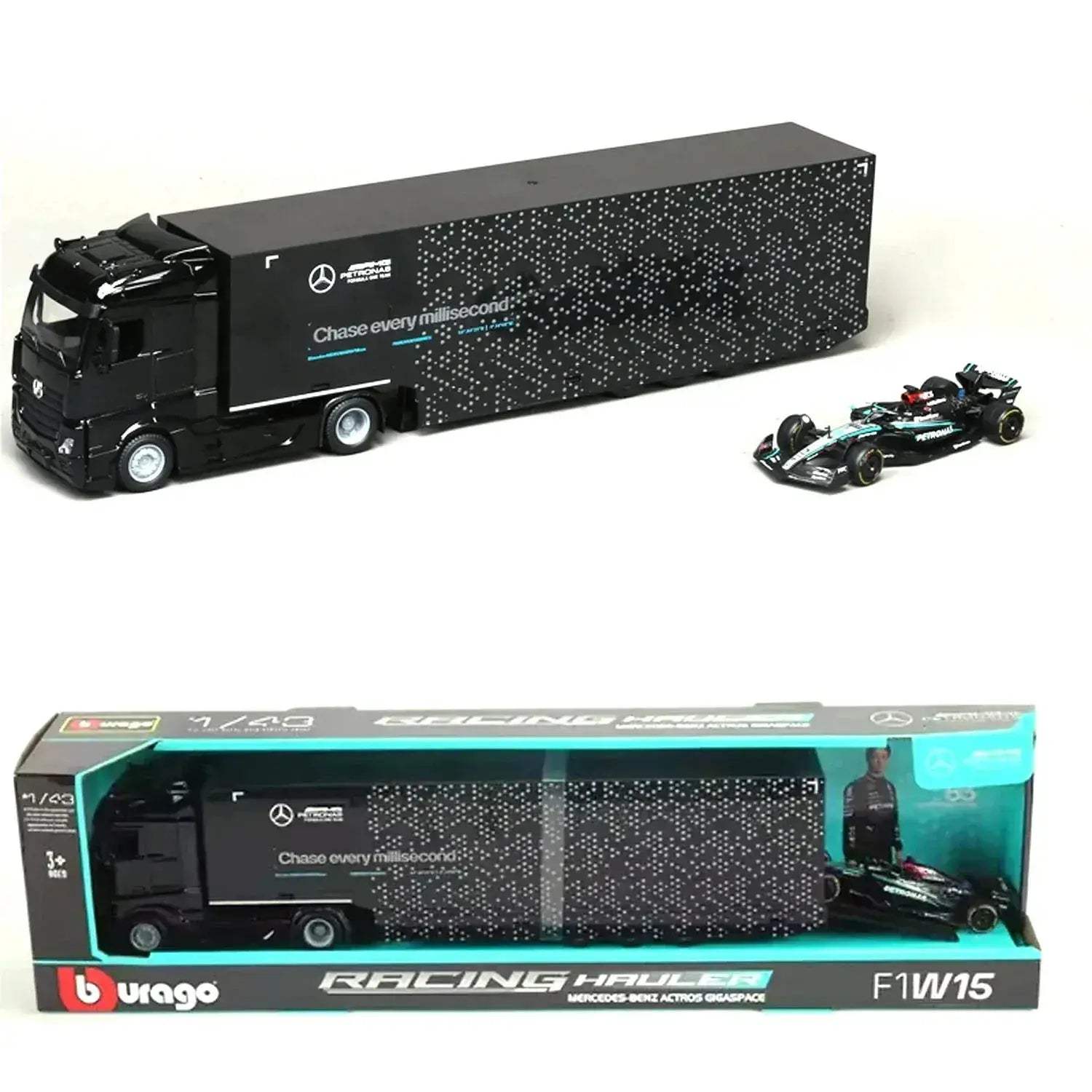 Ferrari SF24 And Mercedes AMG W15 Diecast Racing Hauler Set - ToylandEU