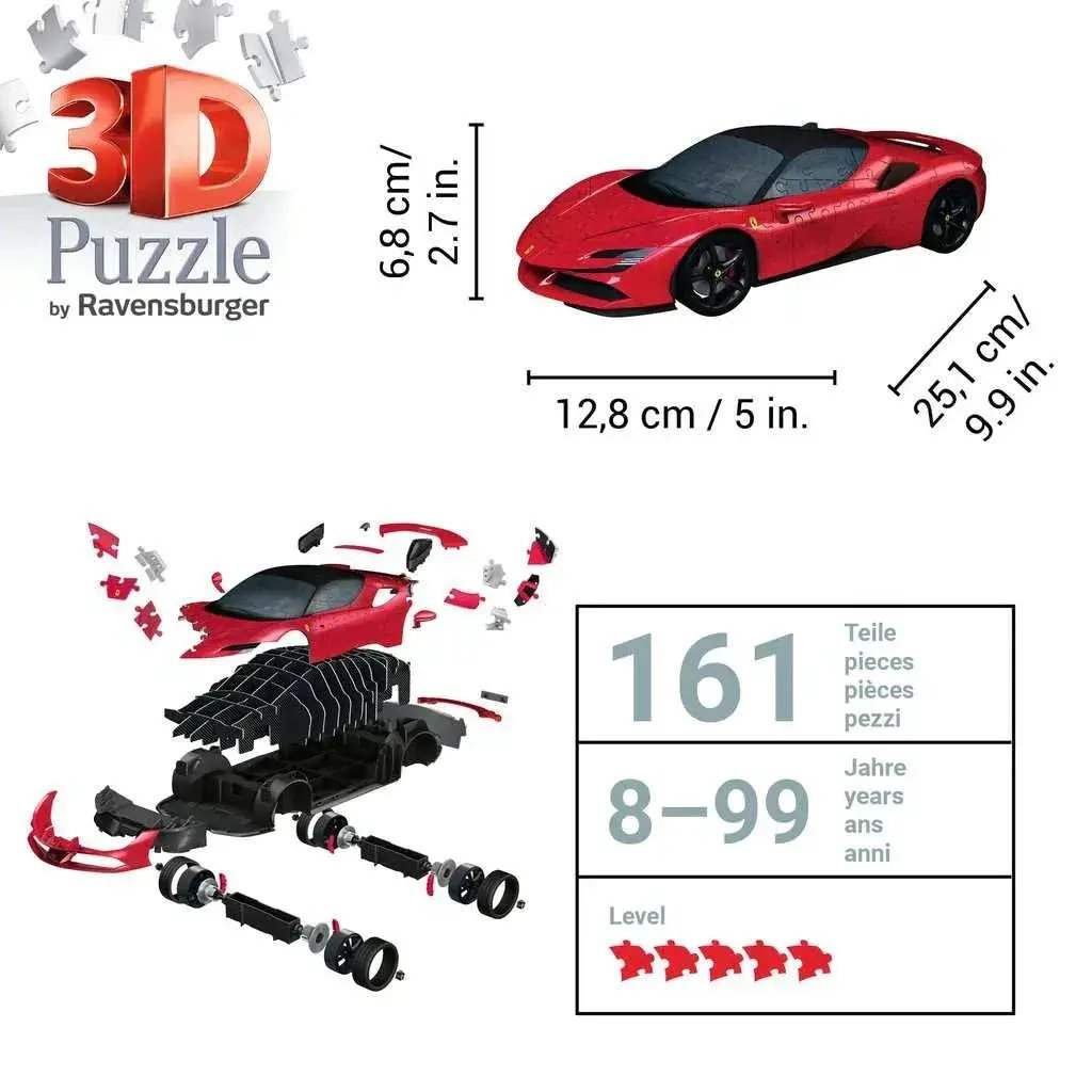 Ferrari SF90 Stradale 3D Jigsaw Puzzle With Moving Wheels - ToylandEU