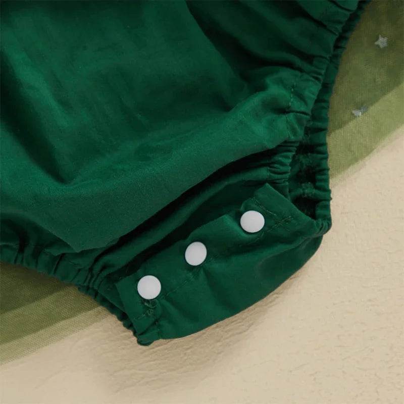 Festive Baby Girl Dress Star Print Square Neck Sleeveless Layered Tulle Romper With Plush Ball For Babies - ToylandEU