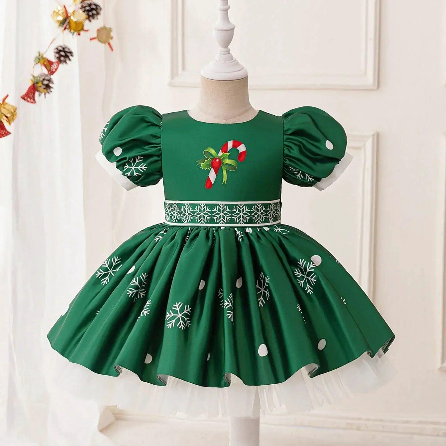  Festive Baby Girls Costume Green Bow Dress Toyland EU -  ToylandEU™