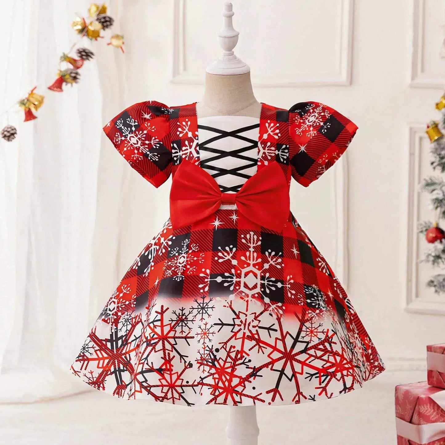  Festive Baby Girls Costume Green Bow Dress Toyland EU -  ToylandEU™