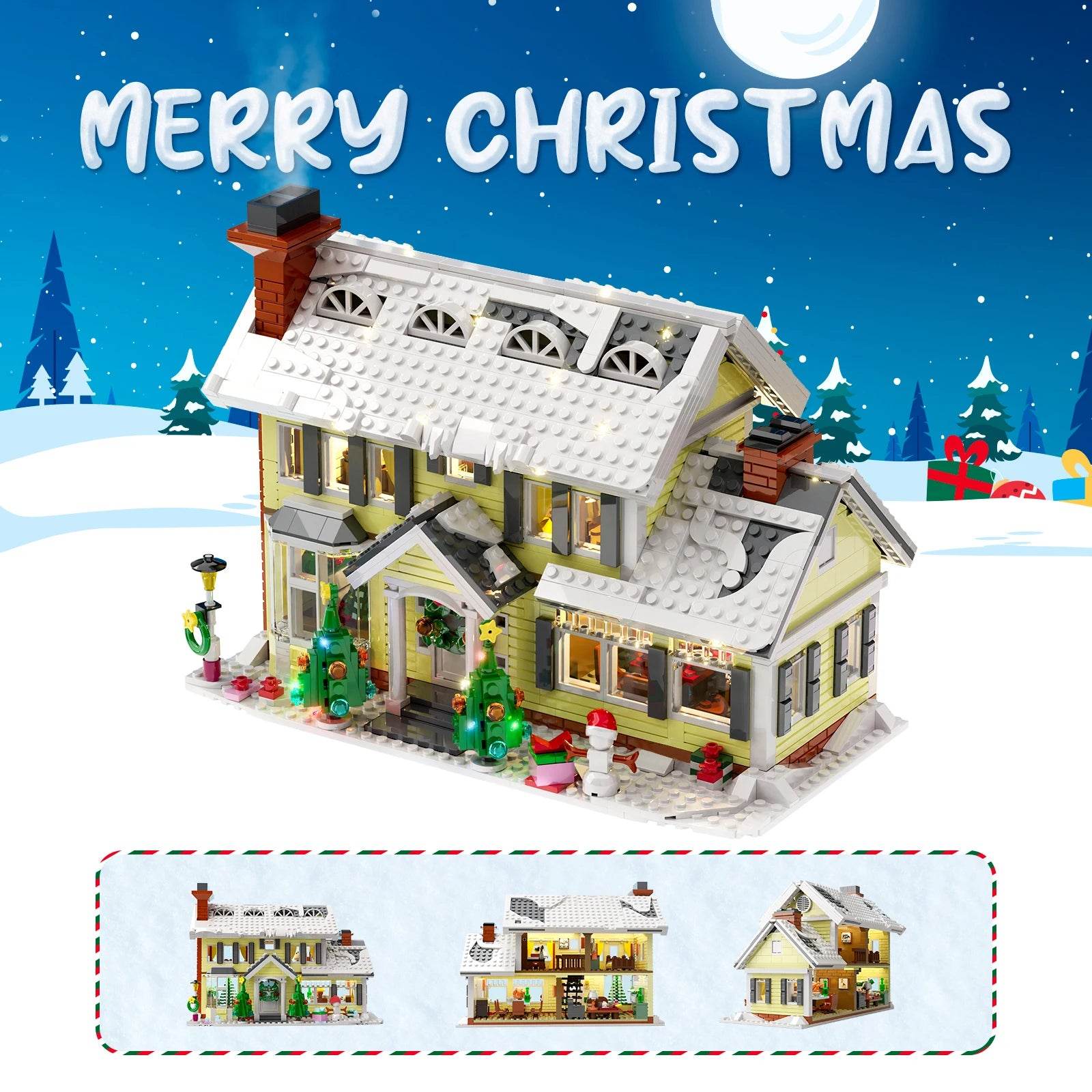 Festive Building Block Set Illuminated Snow Village For Kids - ToylandEU