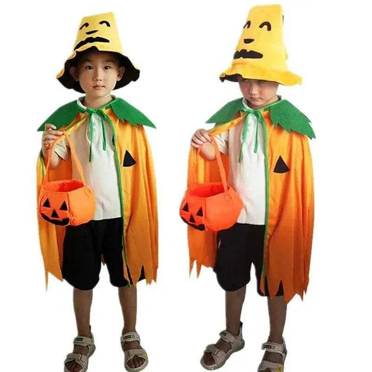 Festive Pumpkin Costume Set for Family Fun: Cloak, Hat & Treat Bag - ToylandEU