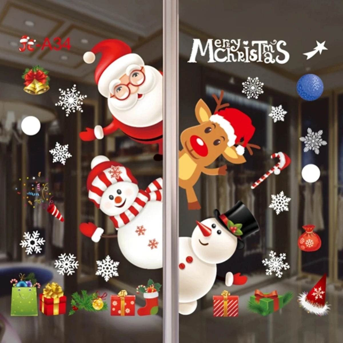 Festive Window Stickers Christmas Theme for Kids Room - ToylandEU