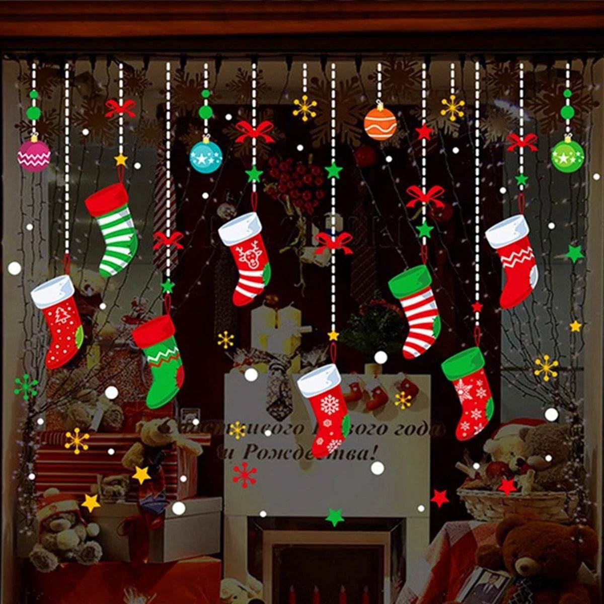 Festive Window Stickers Christmas Theme for Kids Room - ToylandEU