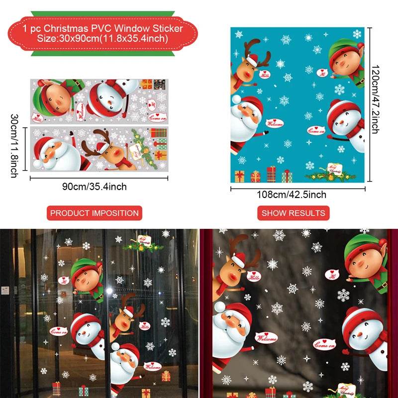 Festive Window Stickers Christmas Theme for Kids Room - ToylandEU