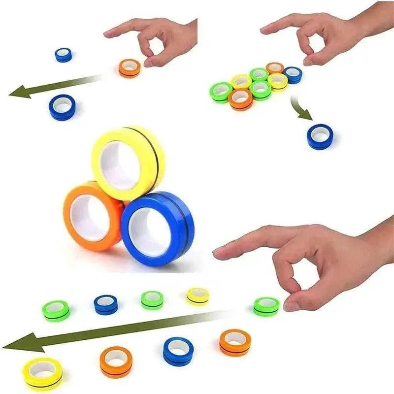  3PCS Fingertip Magnetic Rings Colorful Relief Fidget Toys Set for Adult Magnet Spinner -  ToylandEU™