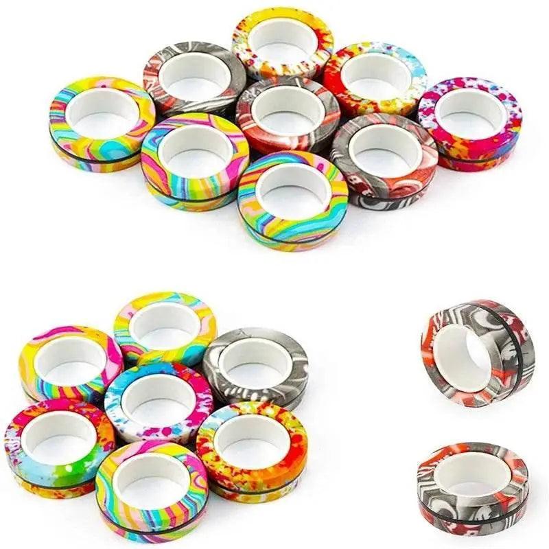  3PCS Fingertip Magnetic Rings Colorful Relief Fidget Toys Set for Adult Magnet Spinner -  ToylandEU™