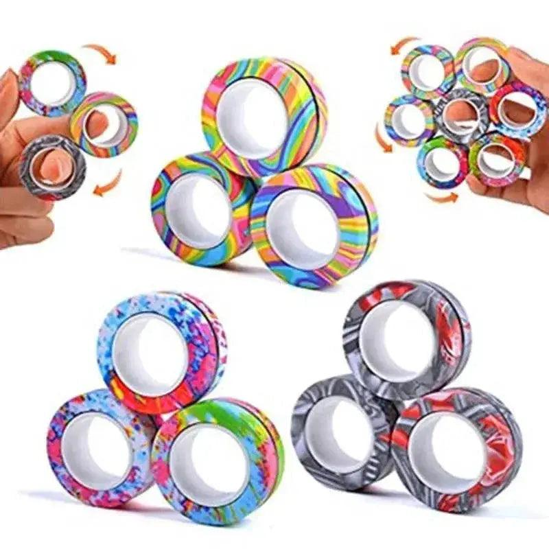 3PCS Fingertip Magnetic Rings Colorful Relief Fidget Toys Set for Adult Magnet Spinner -  ToylandEU™