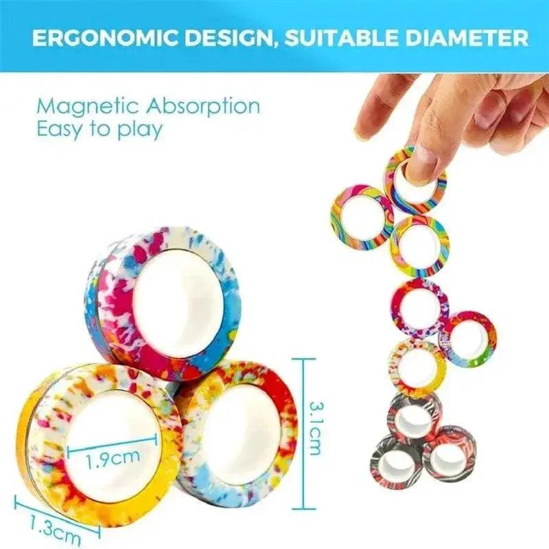  3PCS Fingertip Magnetic Rings Colorful Relief Fidget Toys Set for Adult Magnet Spinner -  ToylandEU™
