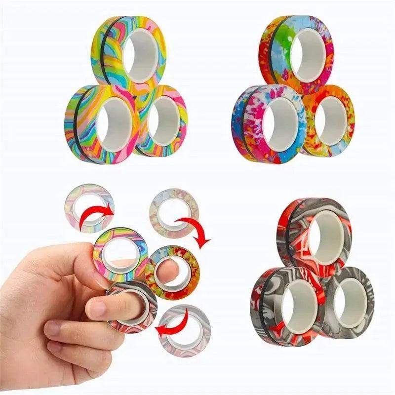  3PCS Fingertip Magnetic Rings Colorful Relief Fidget Toys Set for Adult Magnet Spinner -  ToylandEU™