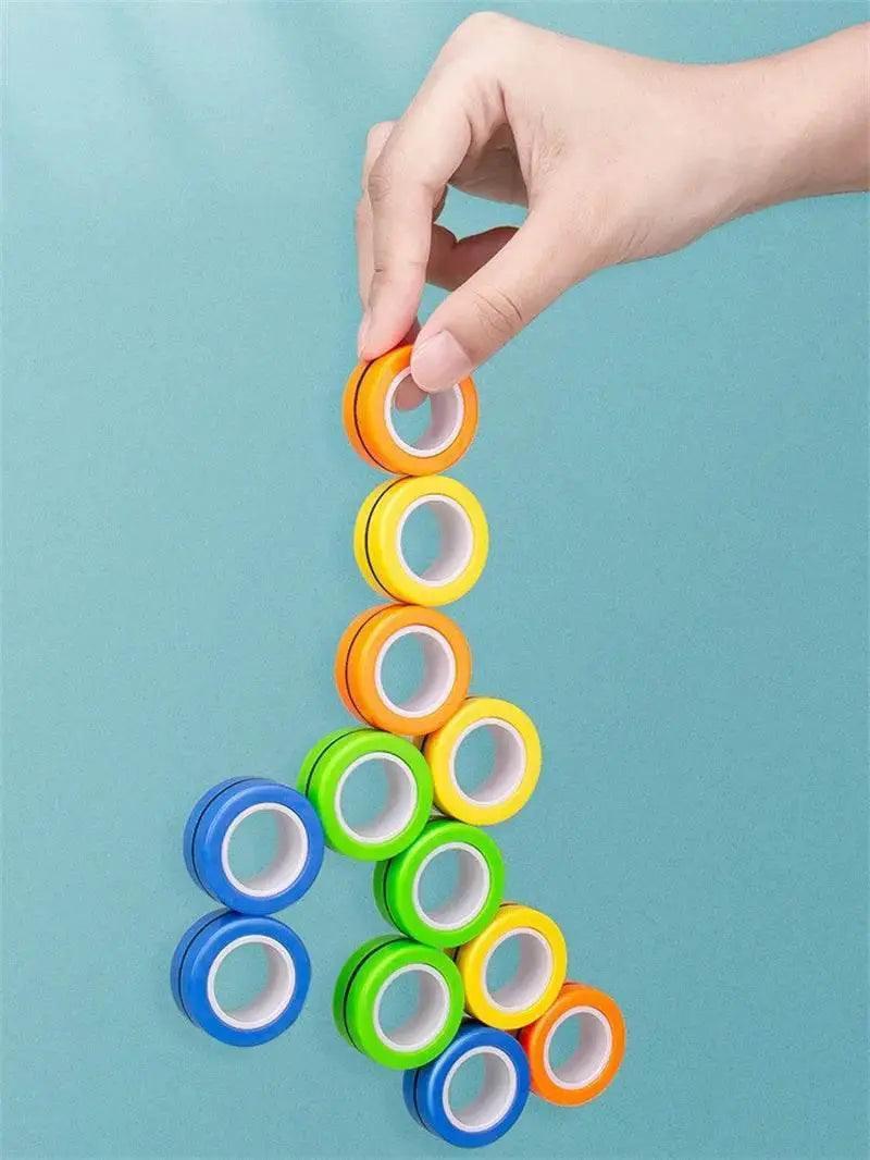  3PCS Fingertip Magnetic Rings Colorful Relief Fidget Toys Set for Adult Magnet Spinner -  ToylandEU™
